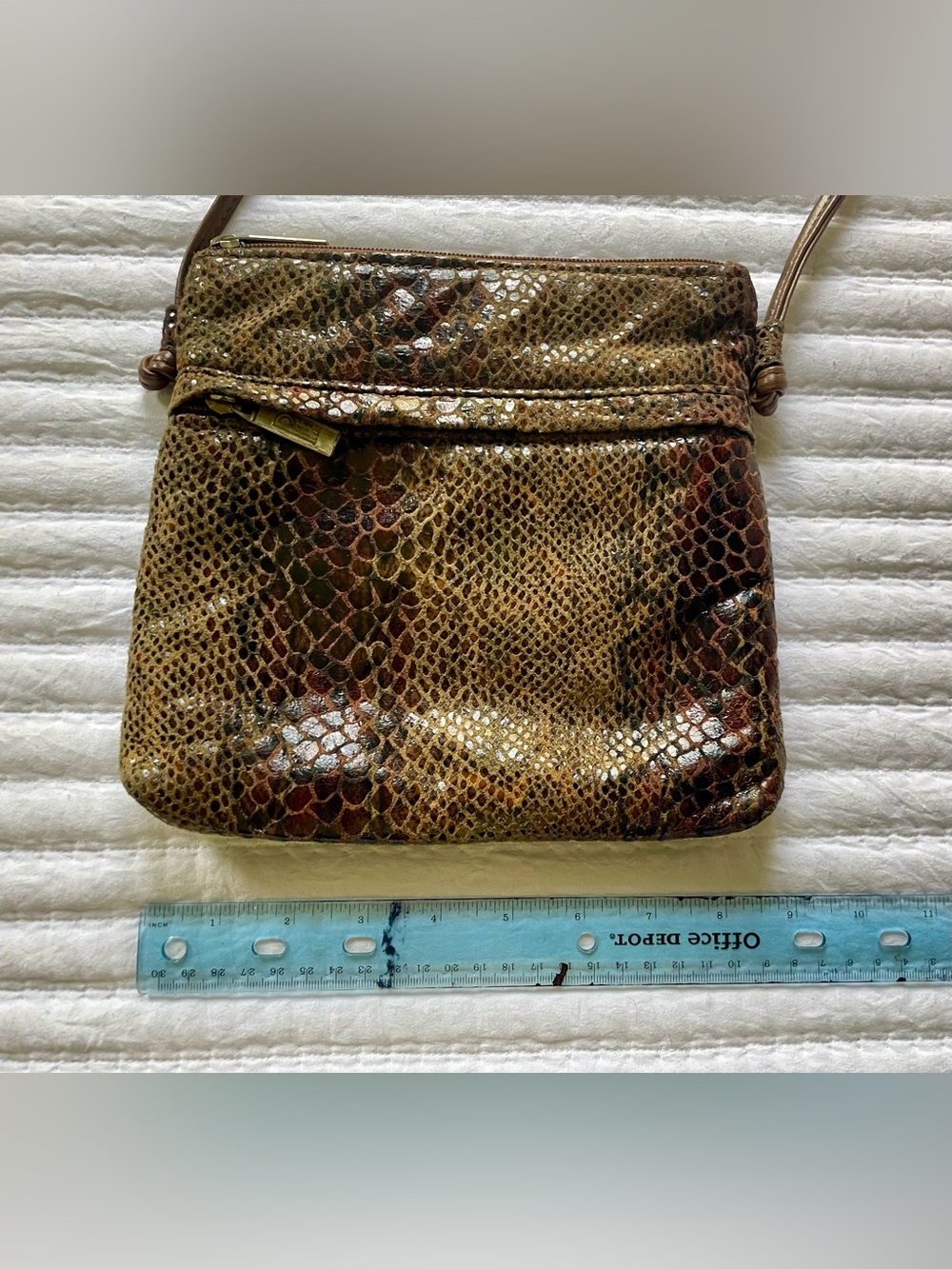 Vintage Pinky Leather Snake-Print Crossbody Purse - Picture 4 of 9